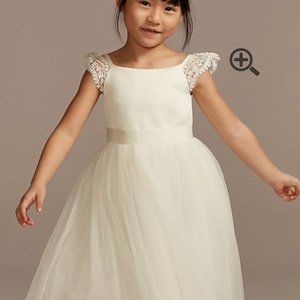 Crochet Cap Sleeve Flower Girl Dress